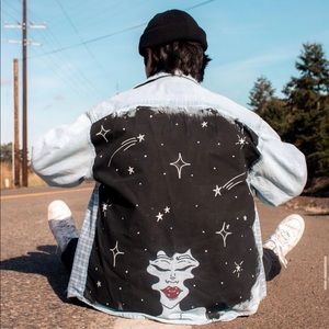 afro-art denim shirt